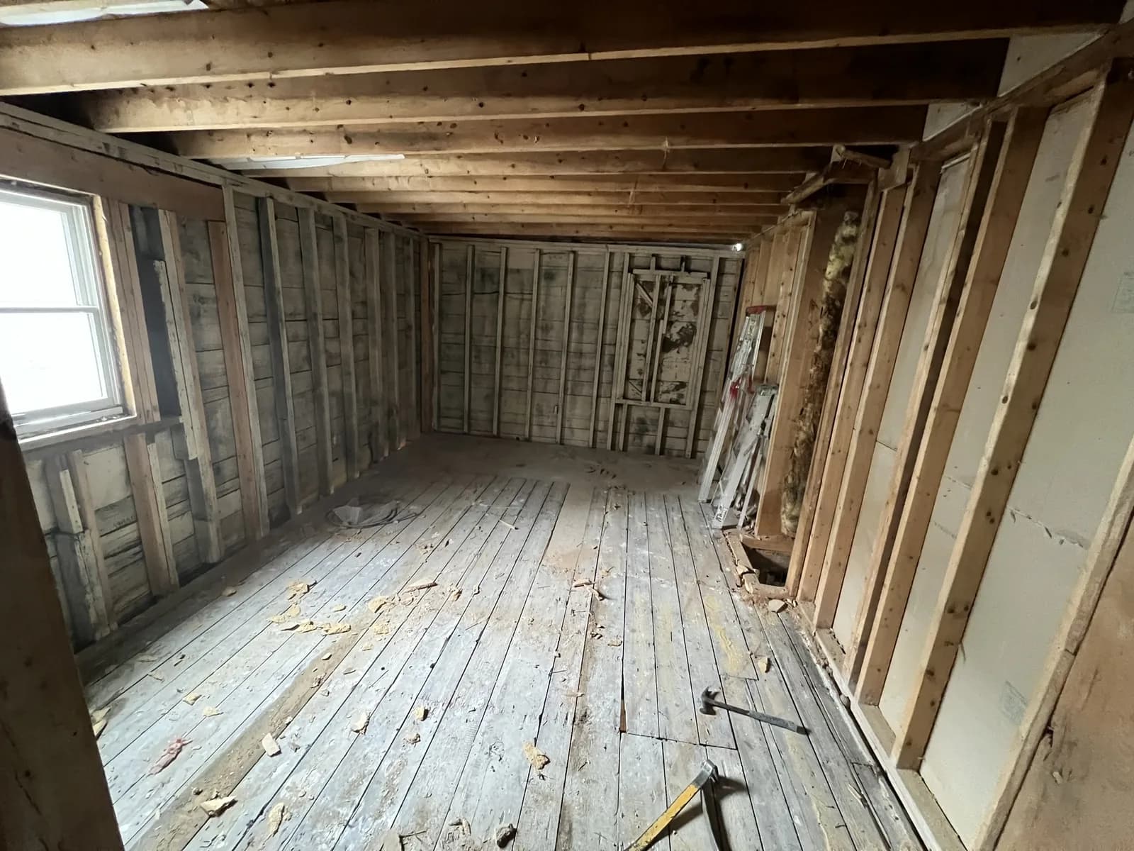 Interior opened during demolition for a complete home renovation