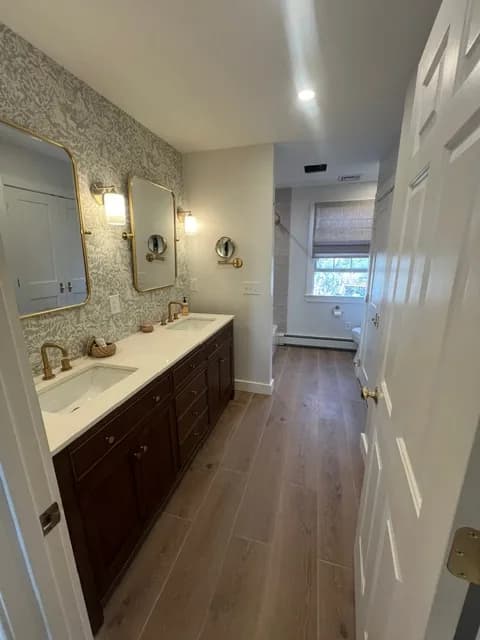 Completed double-vanity bathroom renovation