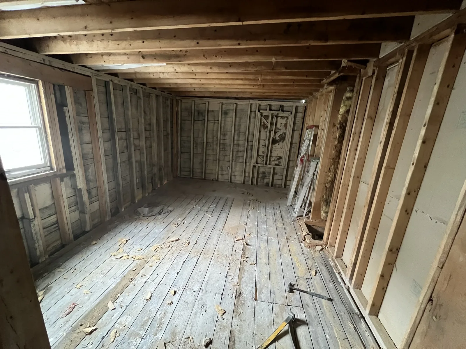 Interior stripped to its structure during a complete renovation